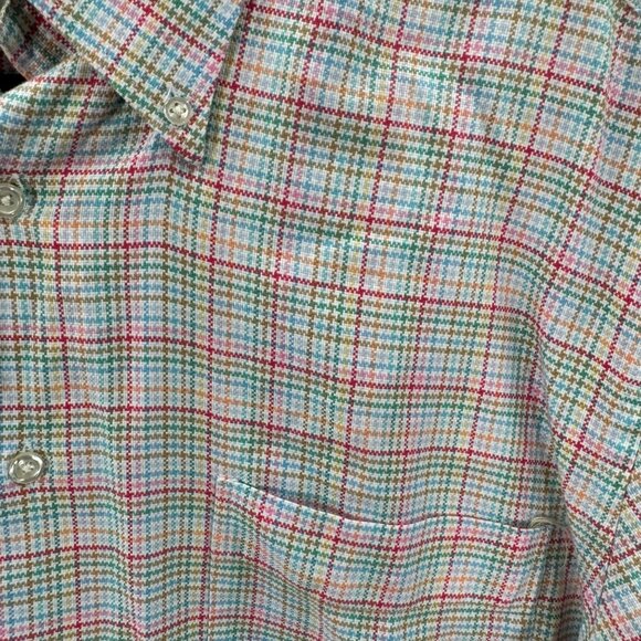 Peter Millar Multi-Color Plaid Mens Short Sleeve Button-Down Shirt Size L - Picture 2 of 5